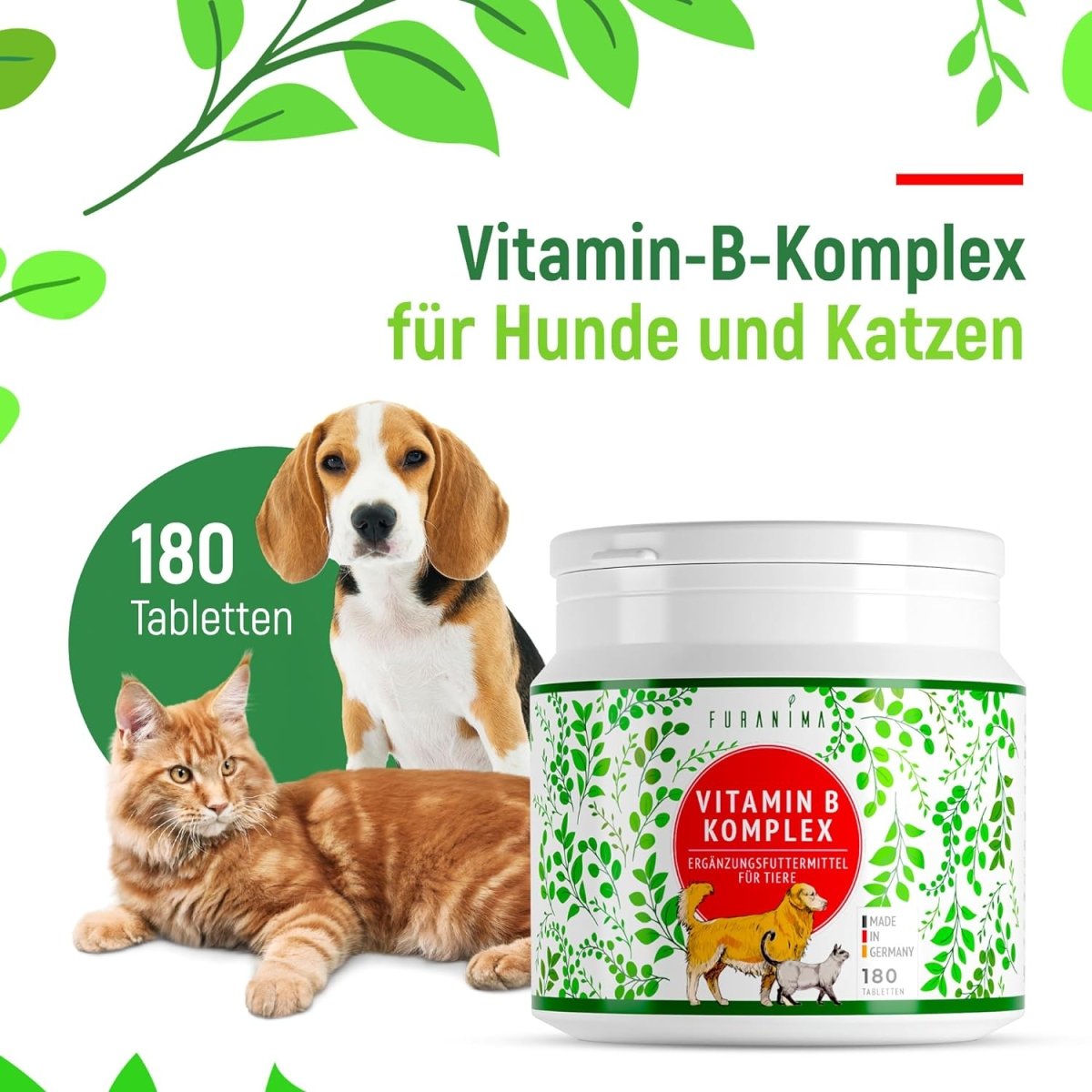 Vitamin B Komplex für Hunde & Katzen, Ergänzungsfuttermittel - 180 Tabletten - Furanima